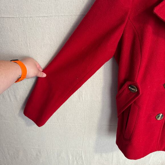 Gap Jacket Size M Red Wool Blend Long Sleeve Button Front  Pockets Warm Winter - Picture 4 of 12